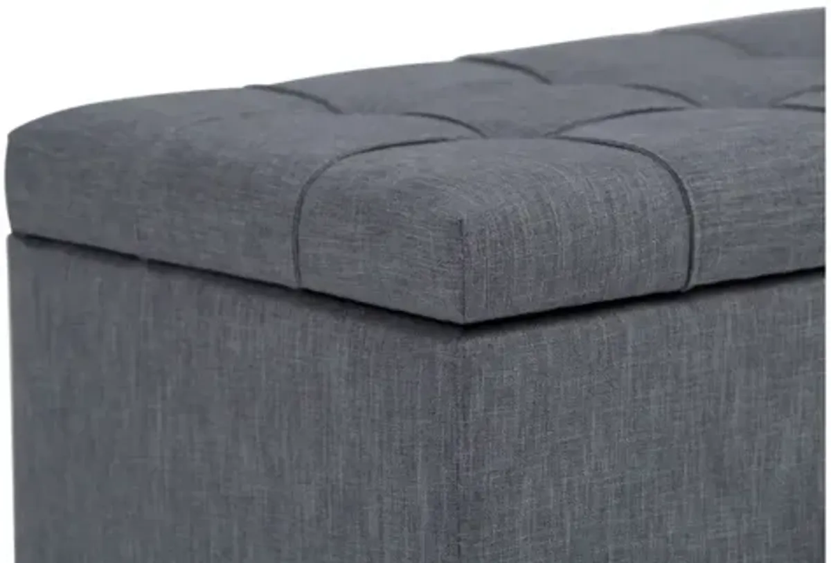 Sienna Storage Ottoman Bench - Slate Grey
