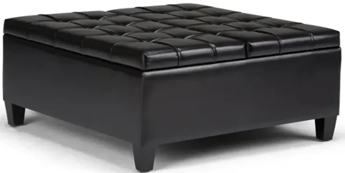 Harrison Coffee Table Storage Ottoman - Midnight Black