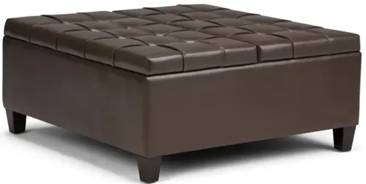 Harrison Coffee Table Storage Ottoman - Chocolate Brown