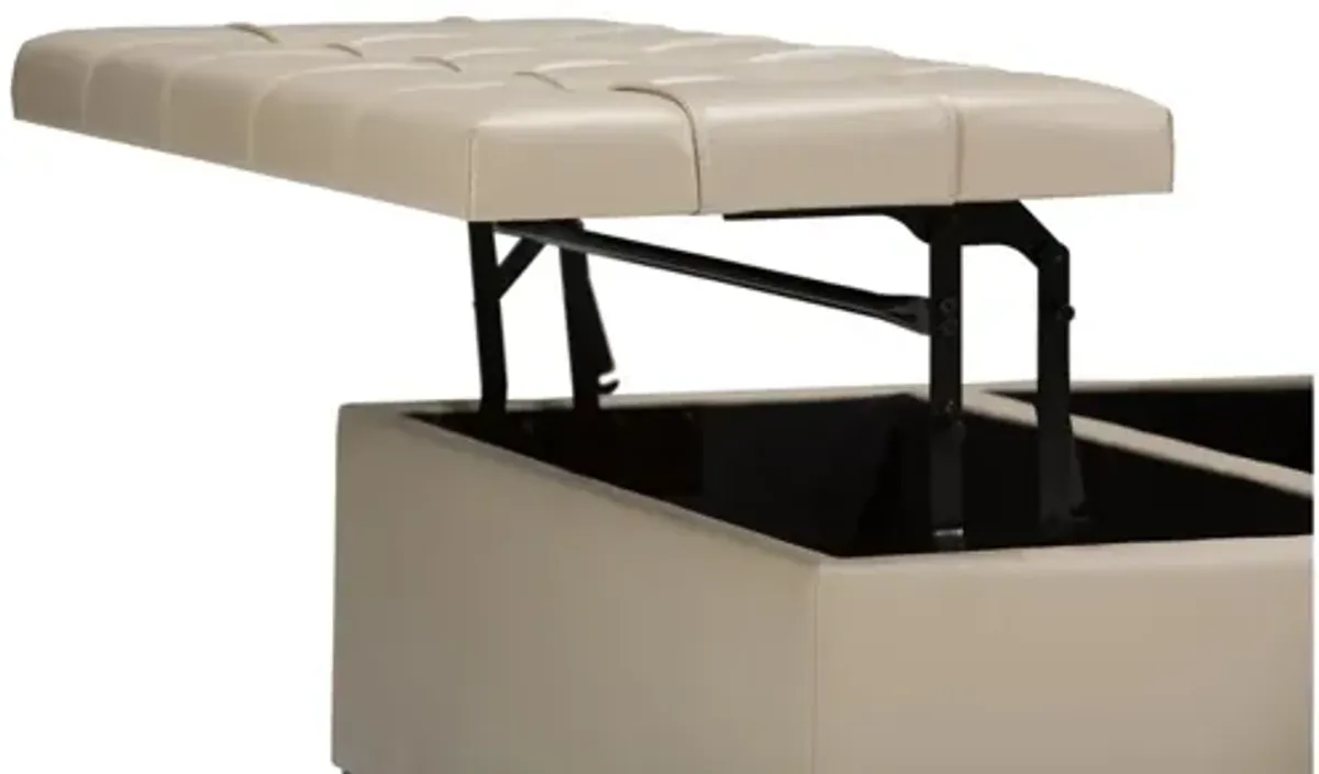 Harrison Coffee Table Storage Ottoman - Satin Cream