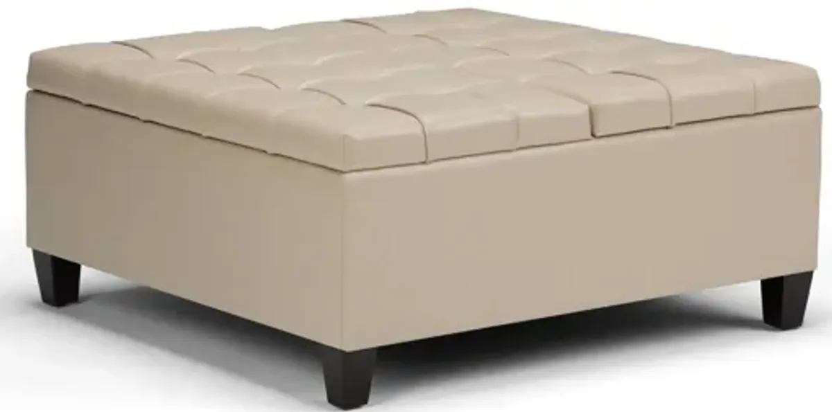 Harrison Coffee Table Storage Ottoman - Satin Cream