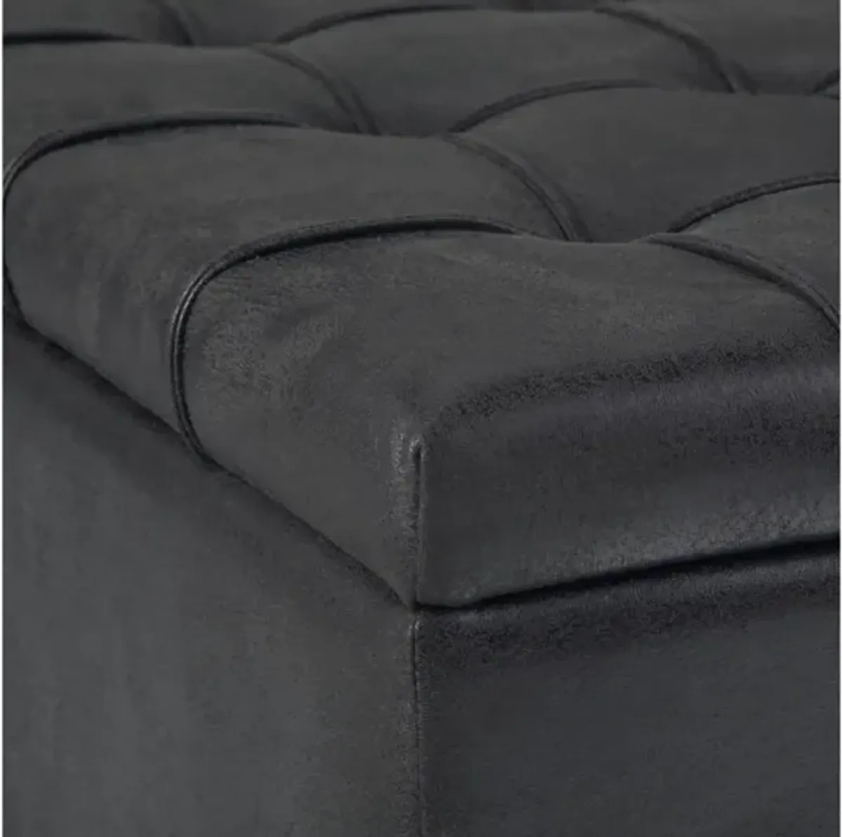 Harrison Coffee Table Storage Ottoman - Distressed Black