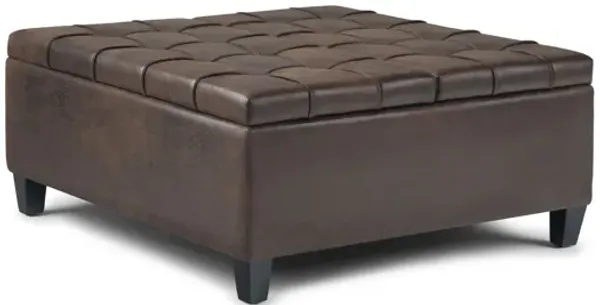 Harrison Coffee Table Storage Ottoman - Distressed Brown