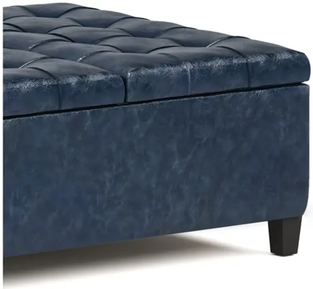Harrison Coffee Table Storage Ottoman - Denim Blue