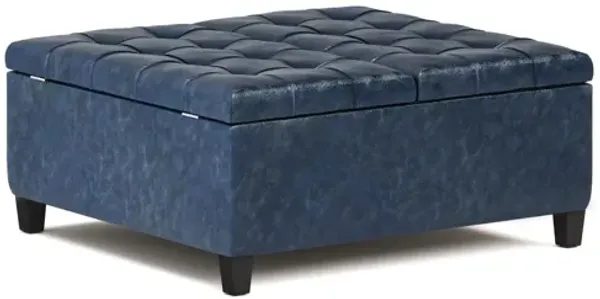 Harrison Coffee Table Storage Ottoman - Denim Blue