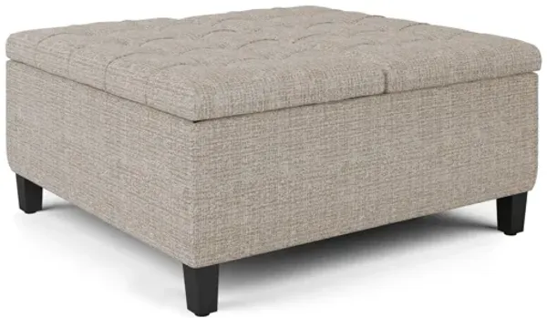 Harrison Coffee Table Storage Ottoman - Platinum Tweed
