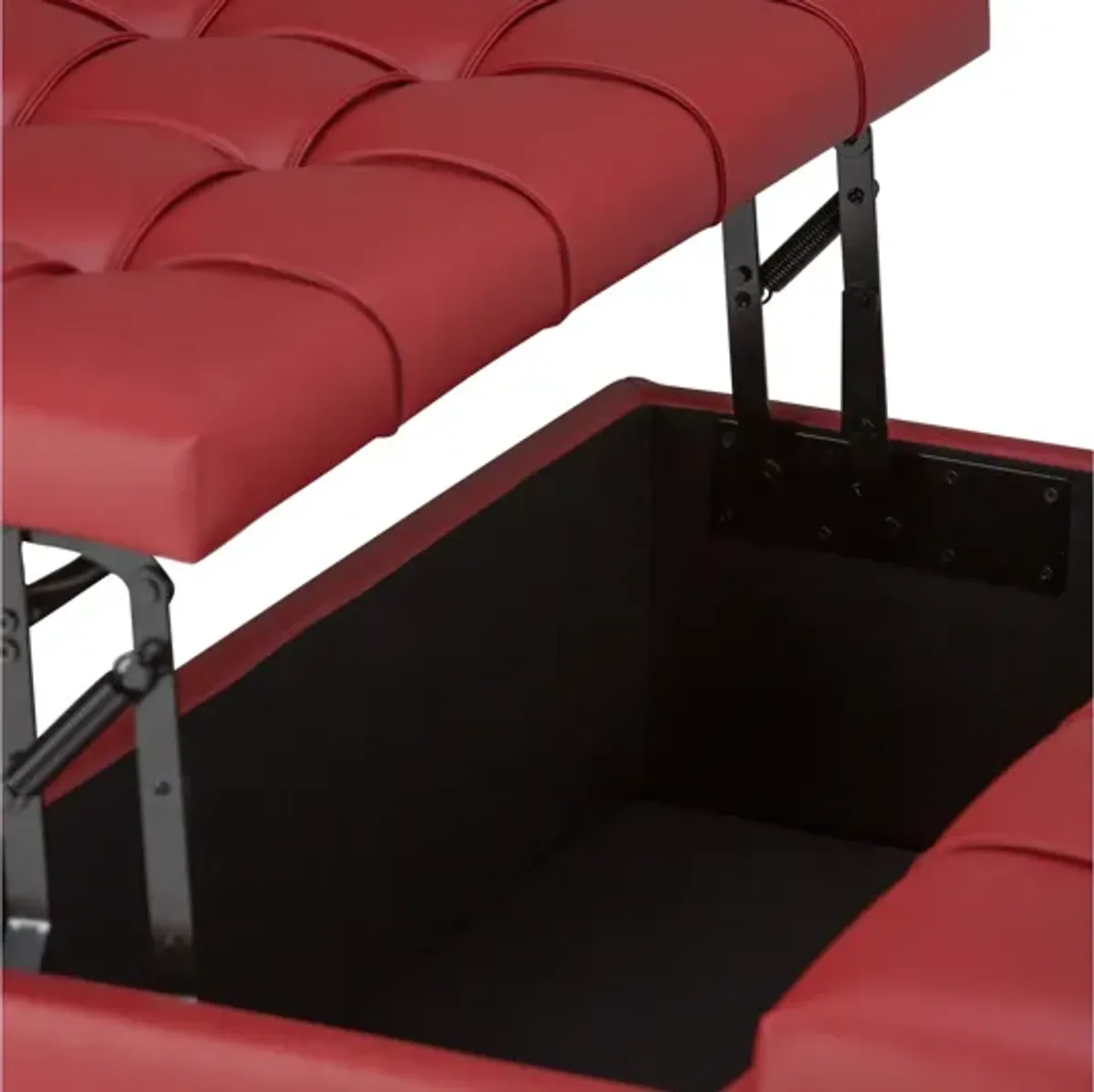 Harrison Coffee Table Storage Ottoman - Crimson Red