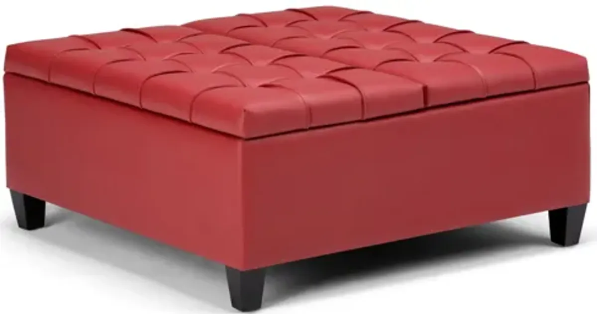 Harrison Coffee Table Storage Ottoman - Crimson Red