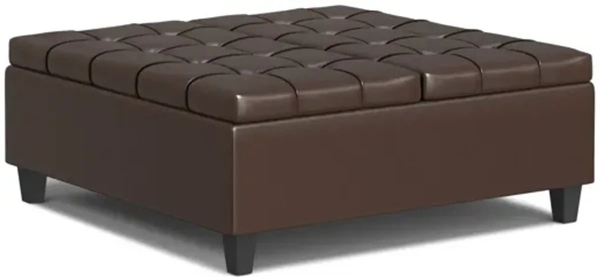 Harrison Large Square Coffee Table Storage Ottoman - Chocolate Brown