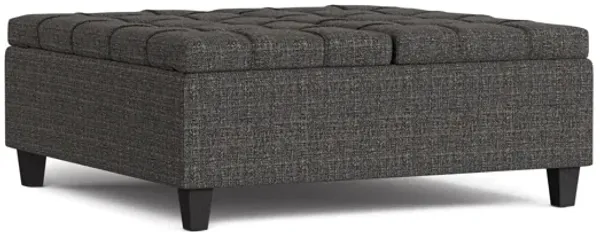 Harrison Large Square Coffee Table Storage Ottoman - Ebony Tweed