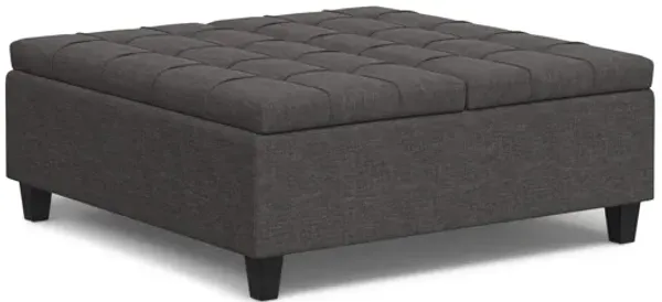 Harrison Large Square Coffee Table Storage Ottoman - Slate Grey