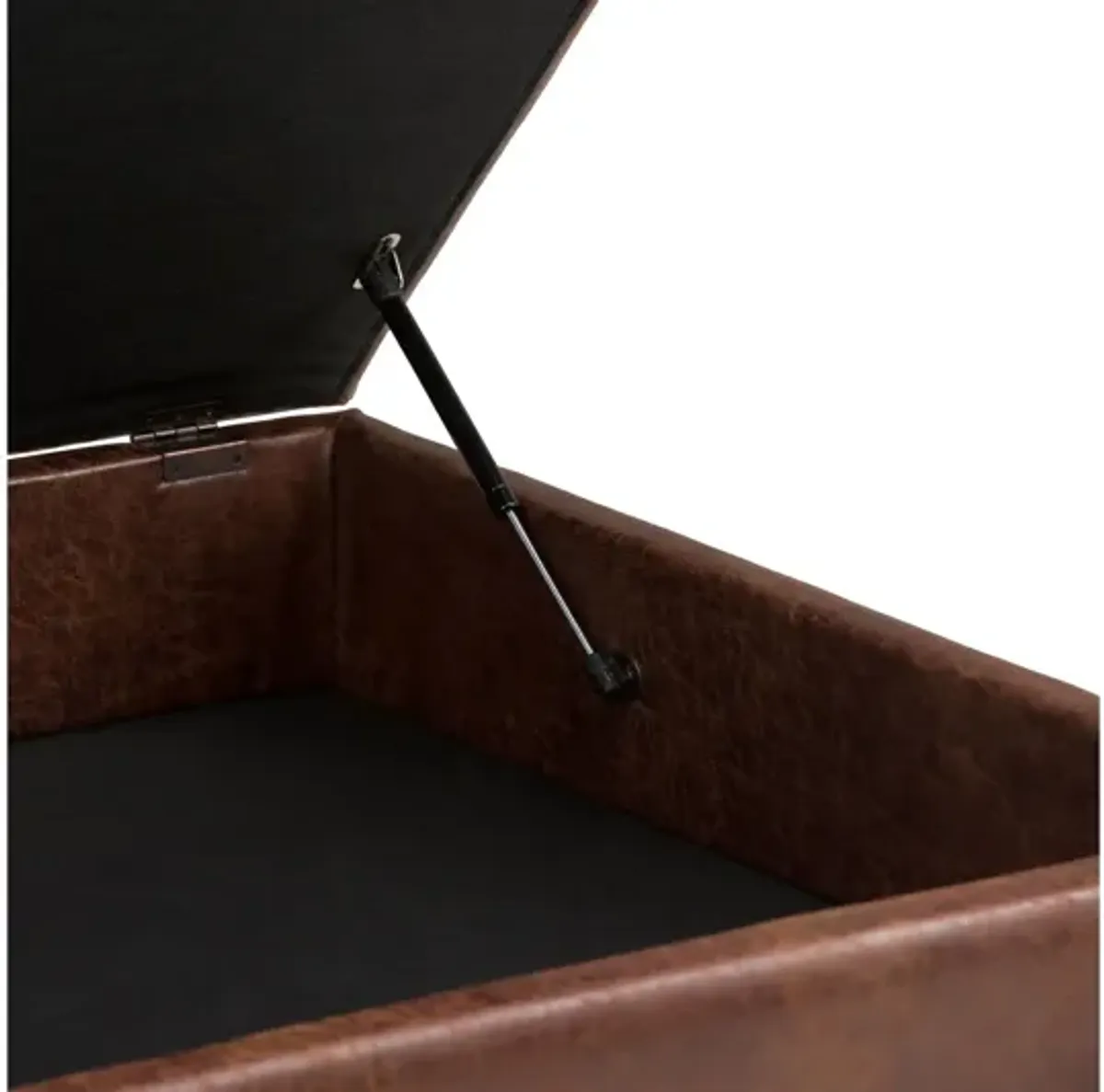 Owen Square Coffee Table Storage Ottoman - Saddle Brown