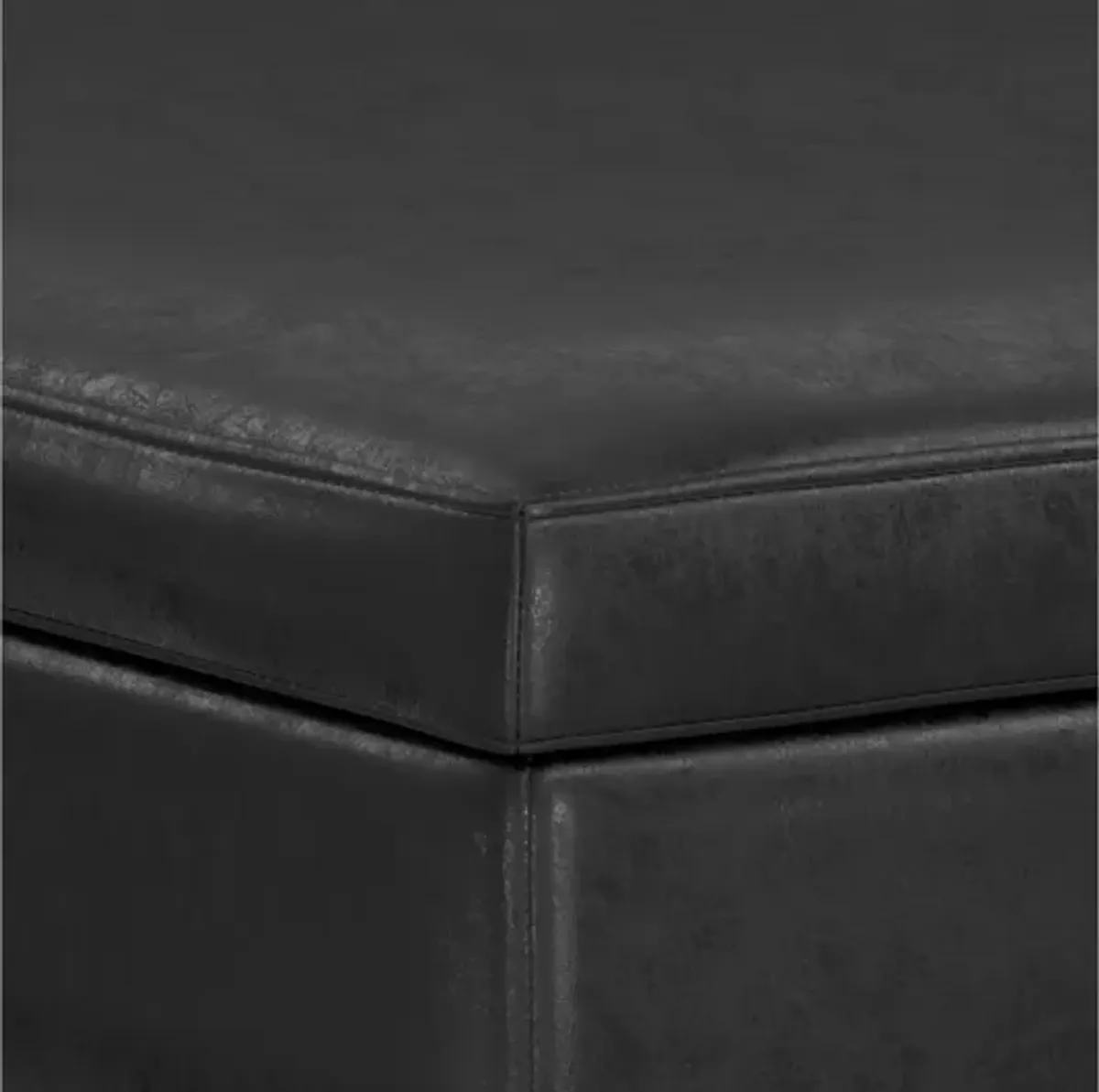 Owen XL Square Coffee Table Storage Ottoman - Distressed Black