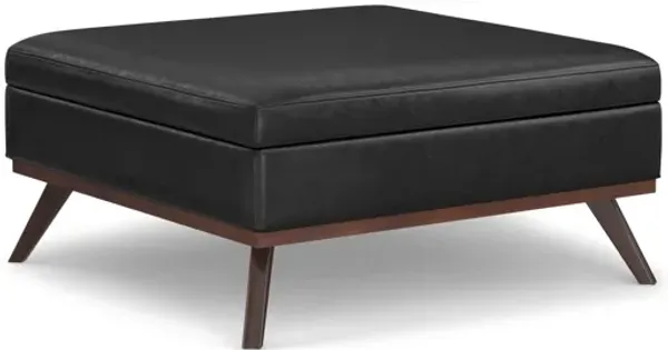 Owen XL Square Coffee Table Storage Ottoman - Distressed Black