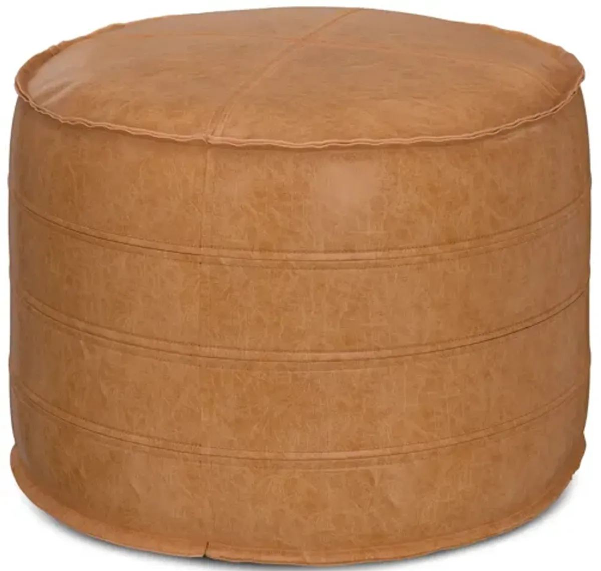 Brody 20 Inch Round Pouf - Distressed Brown
