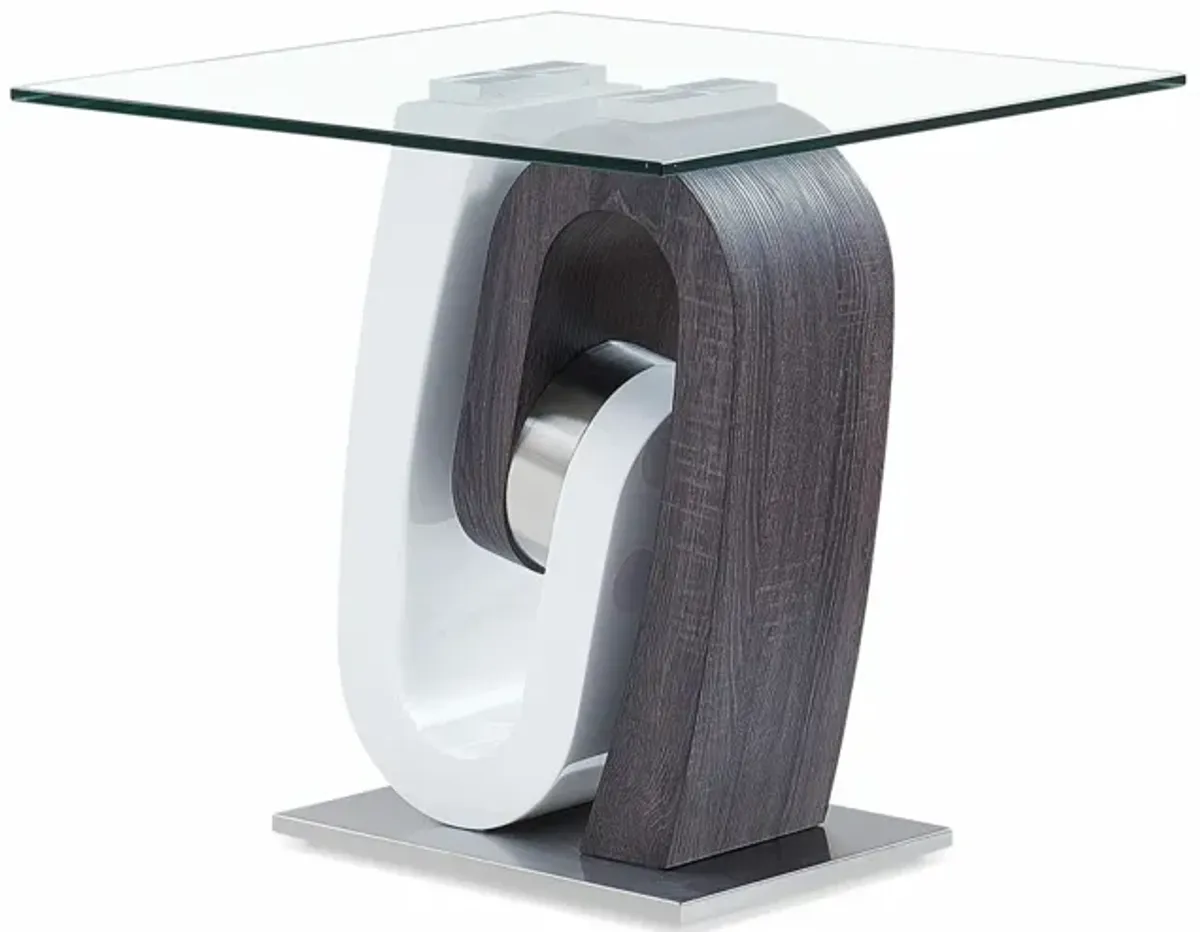 Global Furniture Black Geometric Glass End Table - T4127ET