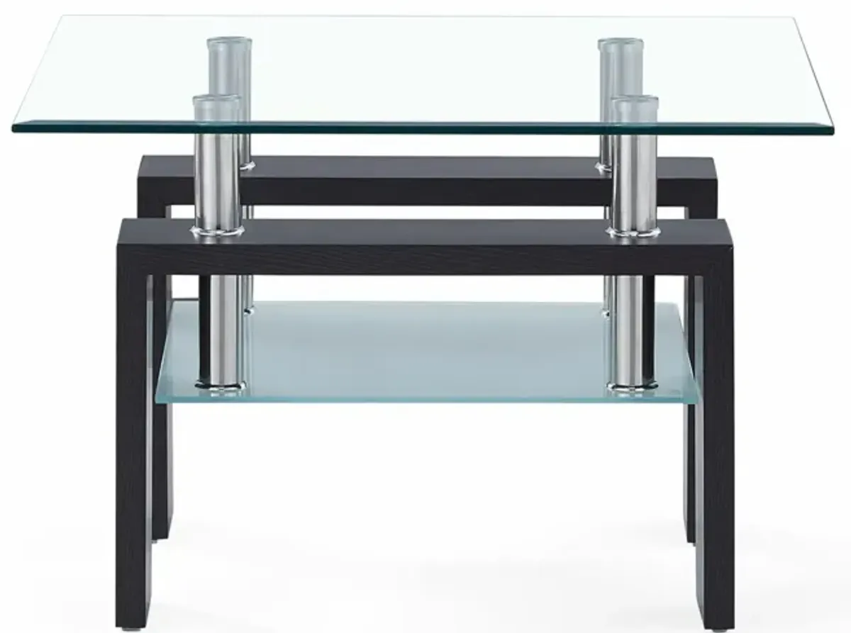 Global Furniture Walnut Two-Tier Glass End Table