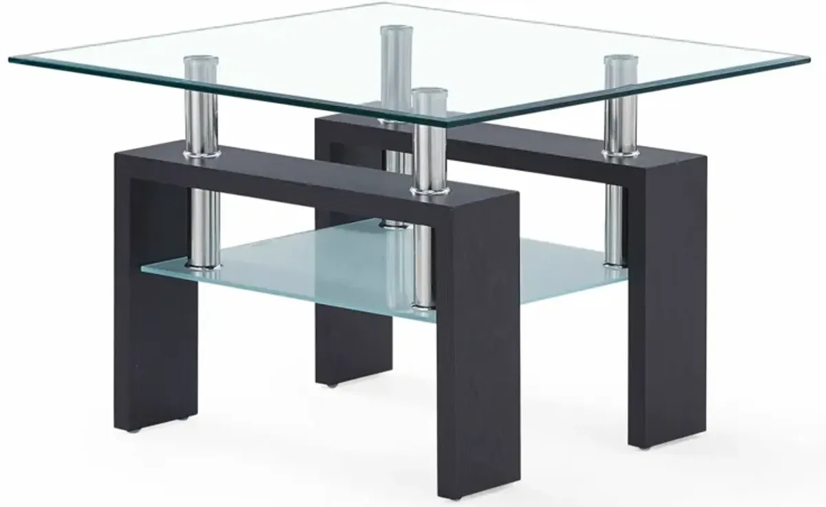Global Furniture Walnut Two-Tier Glass End Table