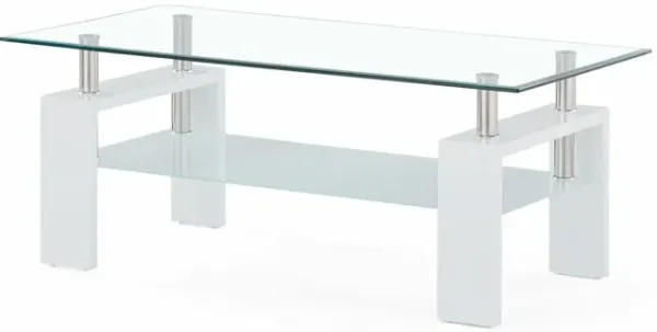 Global Furniture White Two-Tier Glass Coffee Table - T648CT