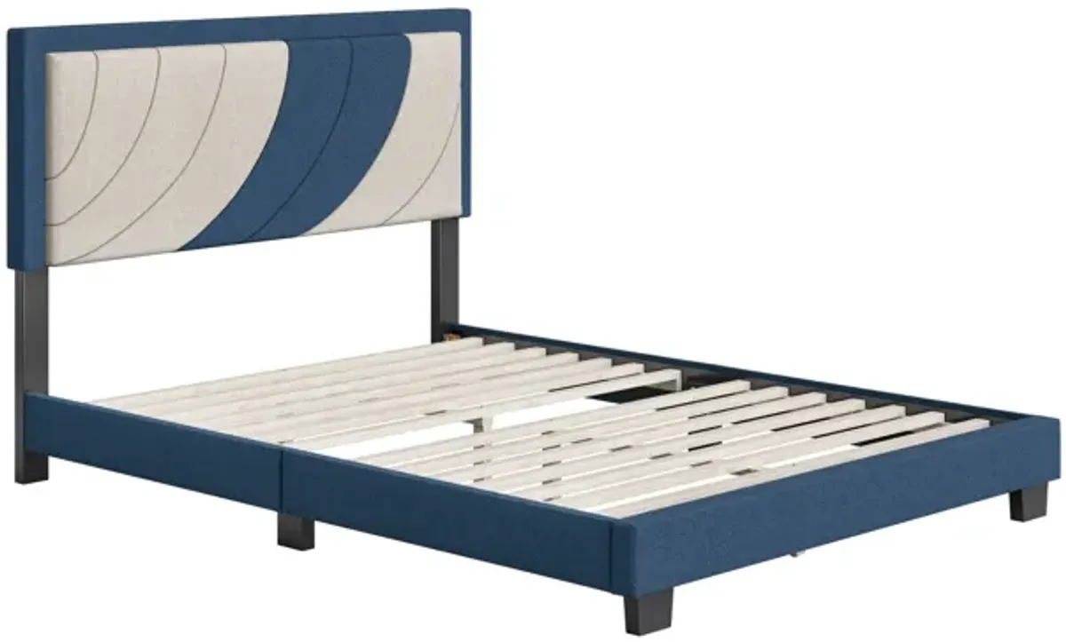 Enya Queen Platform Bed - Blue/Ivory