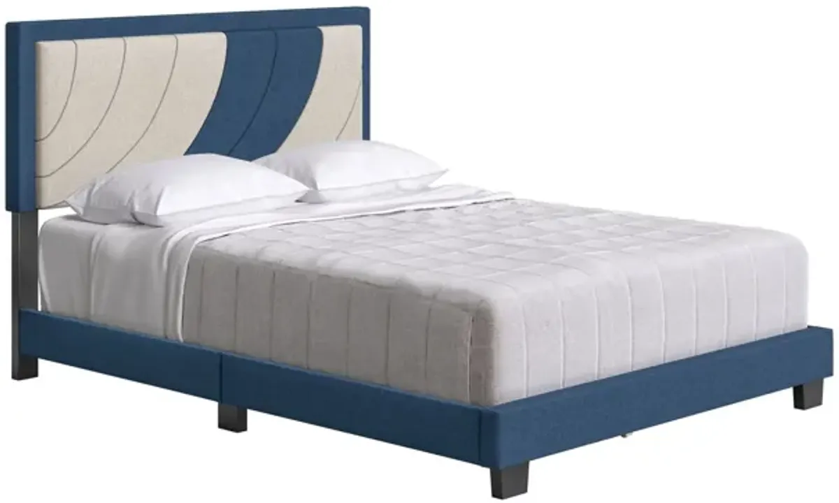 Enya Queen Platform Bed - Blue/Ivory