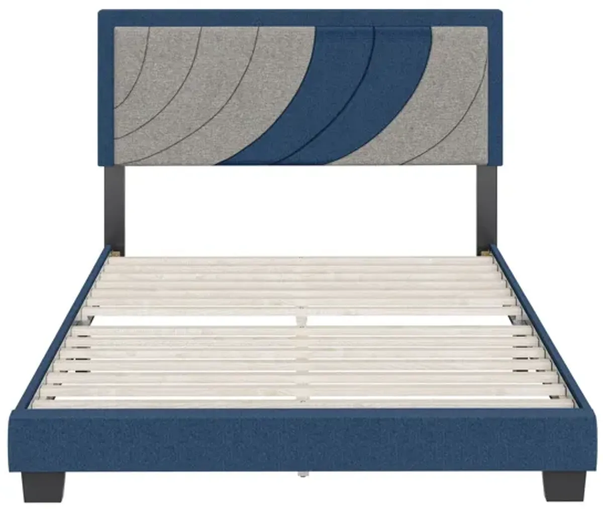 Enya Queen Platform Bed - Blue/Grey