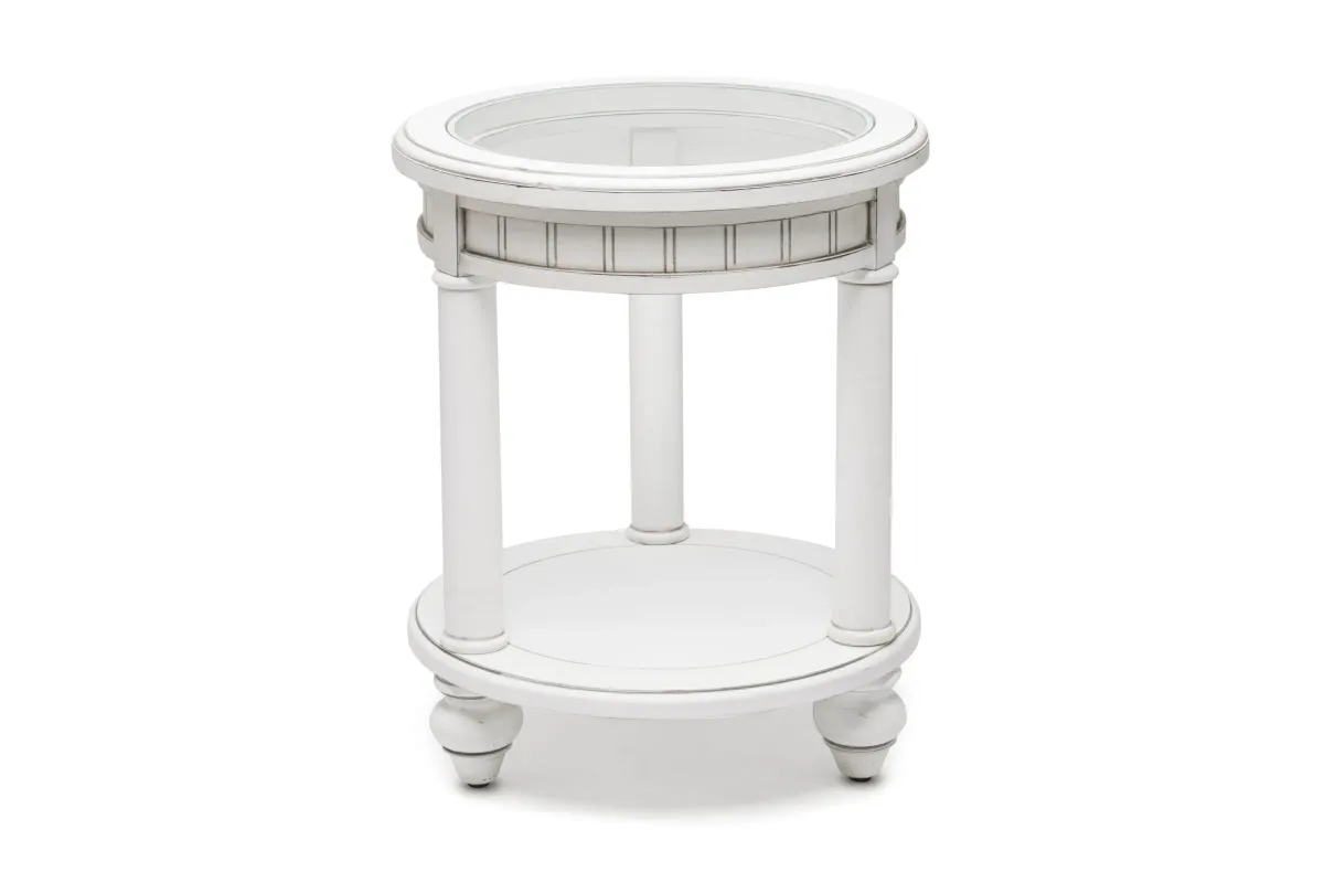 Monaco Round End Table with Palms Insert