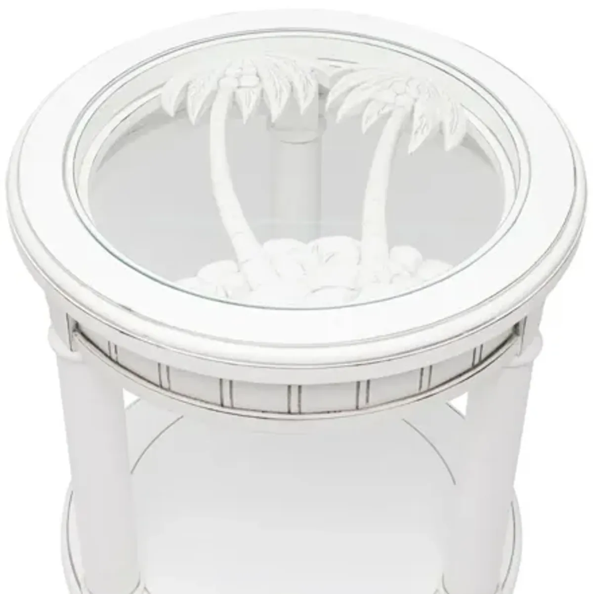 Monaco Round End Table with Palms Insert