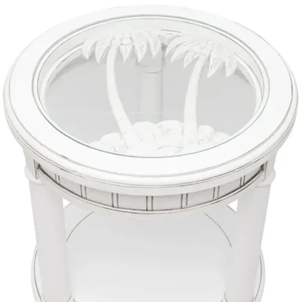 Monaco Round End Table with Palms Insert