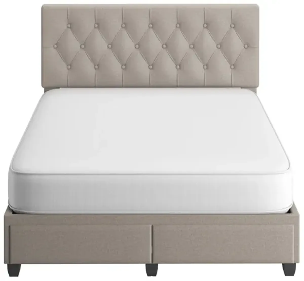Sorrento Full Platform Bed with Drawers - Ivory