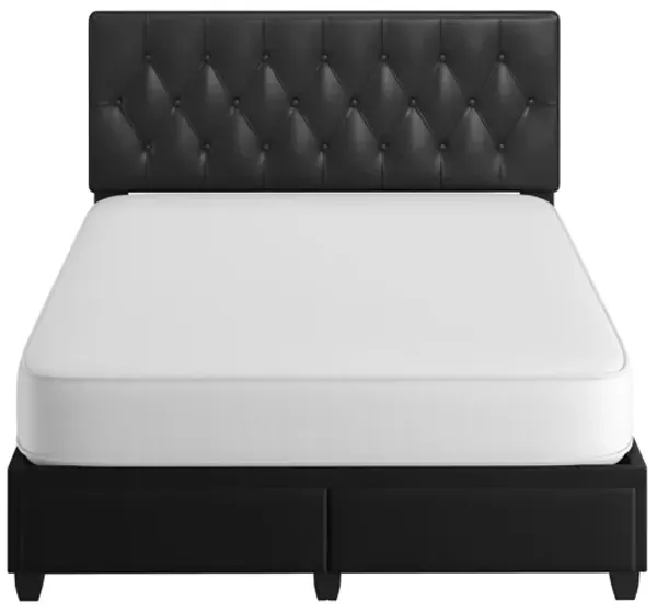 Victory Queen Platform Bed with Drawers - Black