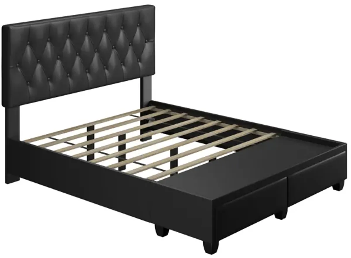 Victory Full Platform Bed with Drawers - Black