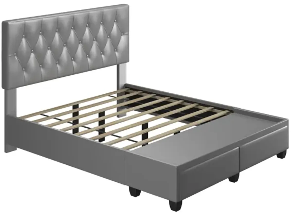 Victory Full Platform Bed with Drawers - Grey