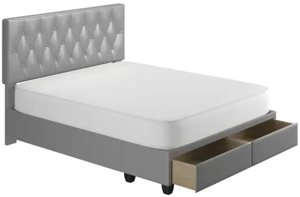 Victory Full Platform Bed with Drawers - Grey
