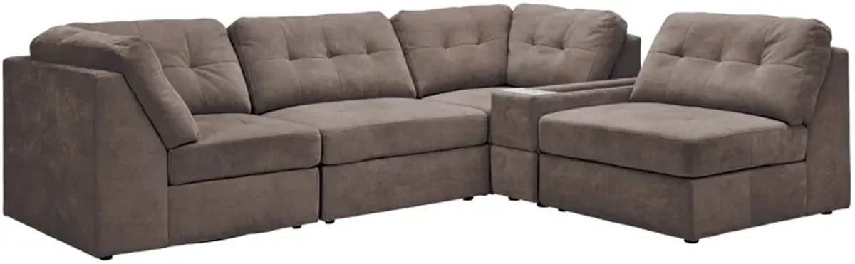 Rio Chocolate 5-Piece Sectional with Media Storage Console