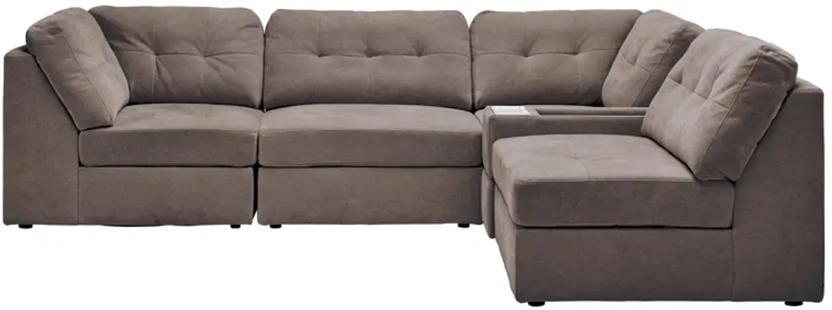 Rio Chocolate 5-Piece Sectional with Media Storage Console