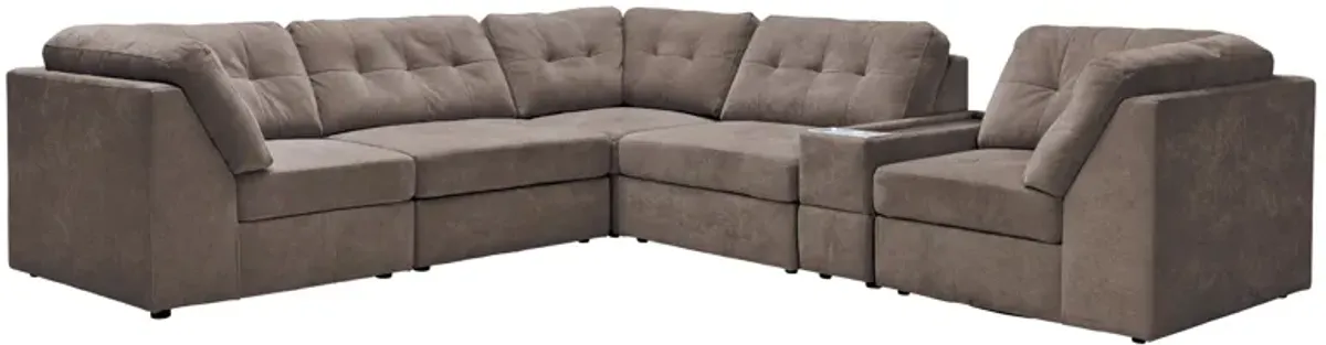 Rio Chocolate 6-Piece Sectional with Media Storage Console