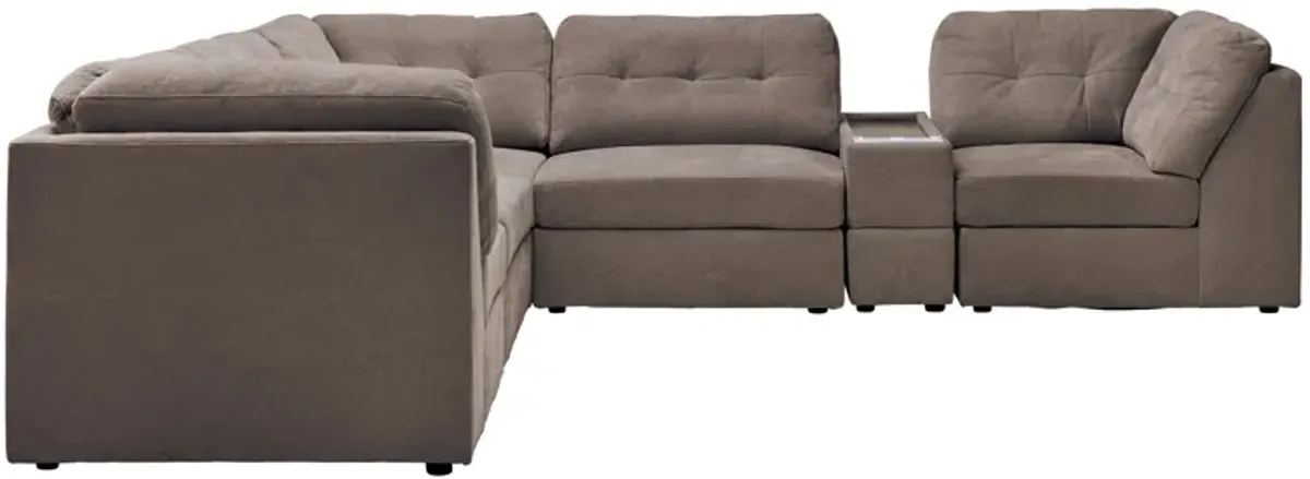 Rio Chocolate 6-Piece Sectional with Media Storage Console