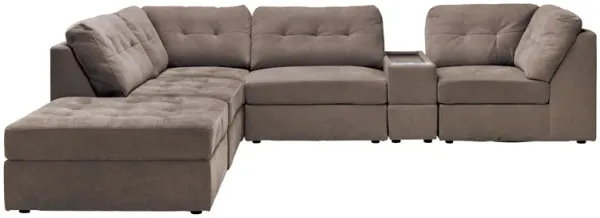 Rio Chocolate 6-Piece Sectional with Media Storage Console + Ottoman
