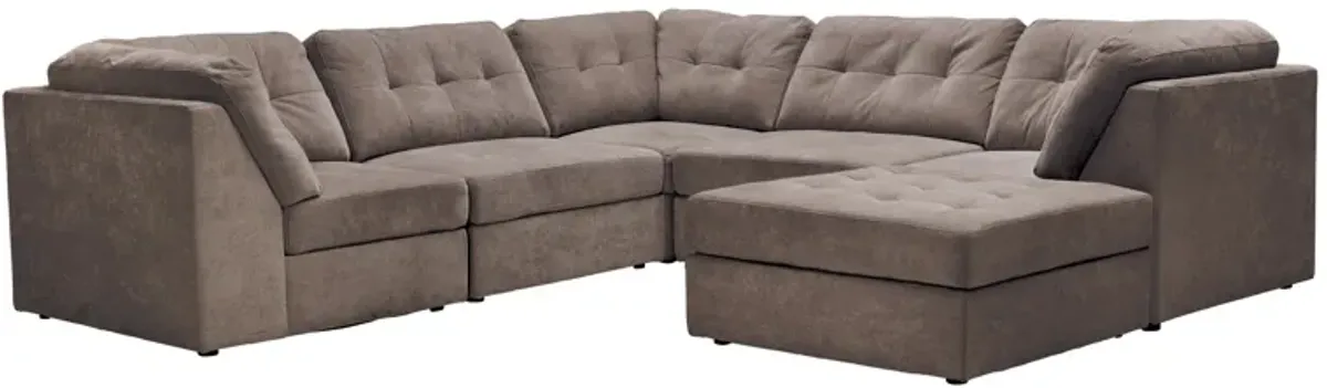 Rio Chocolate 6-Piece Sectional with Ottoman