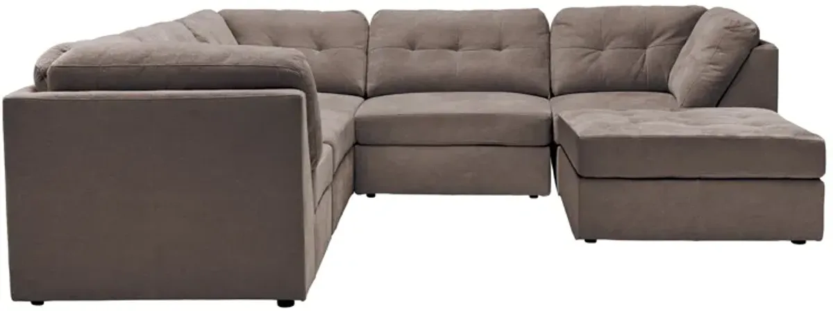 Rio Chocolate 6-Piece Sectional with Ottoman