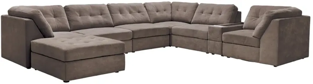 Rio Chocolate 8-Piece Sectional with Media Storage Console + Ottoman