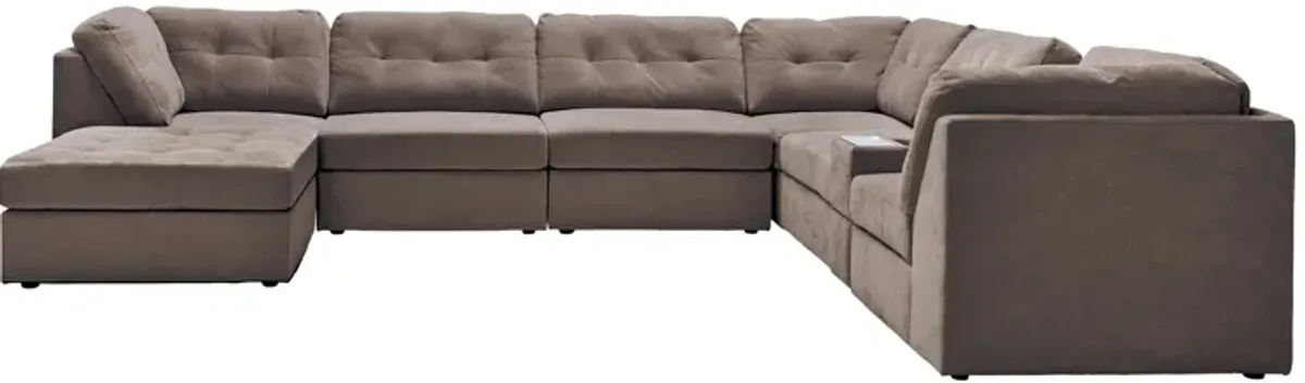 Rio Chocolate 8-Piece Sectional with Media Storage Console + Ottoman