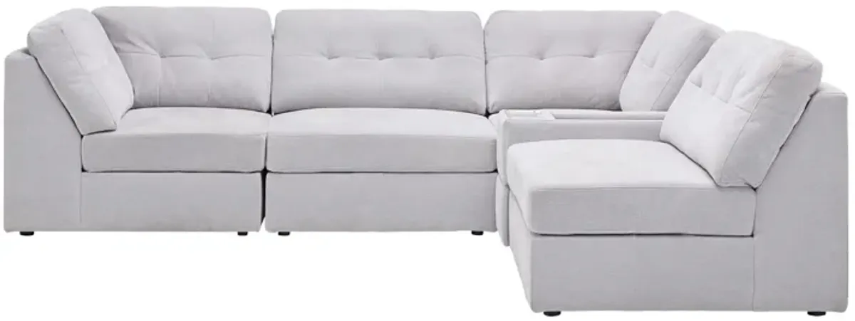 Rio Grey 5-Piece Sectional with Media Storage Console
