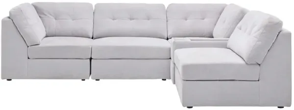 Rio Grey 5-Piece Sectional with Media Storage Console