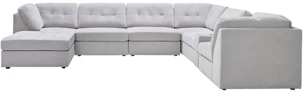 Rio Grey 8-Piece Sectional with Media Storage Console + Ottoman