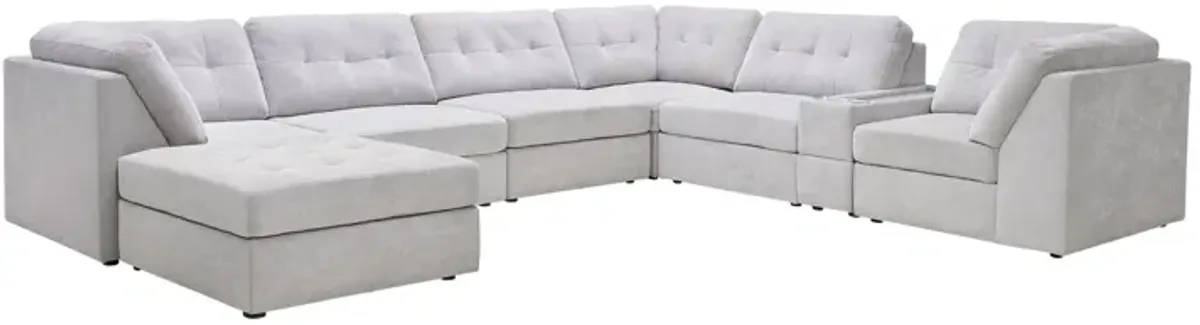 Rio Grey 8-Piece Sectional with Media Storage Console + Ottoman
