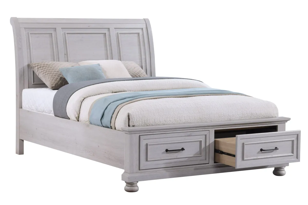 Arthur Light Grey Queen Storage Bed