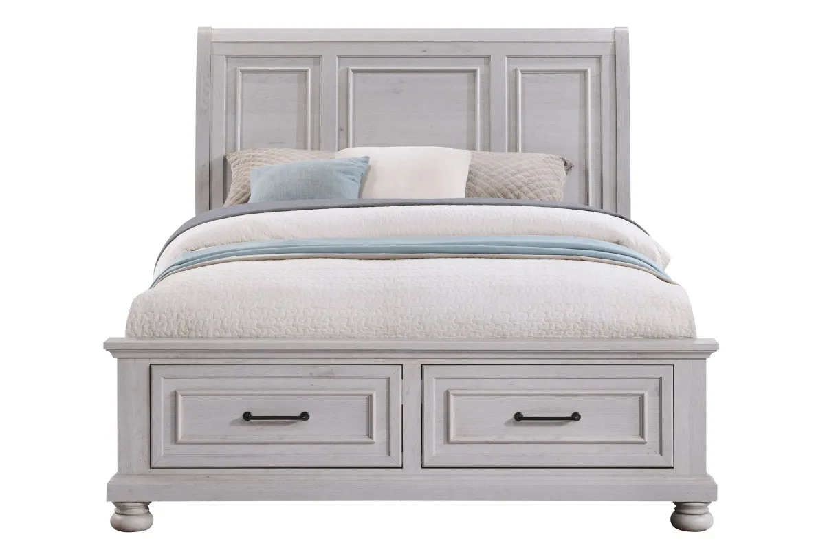 Arthur Light Grey Queen Storage Bed