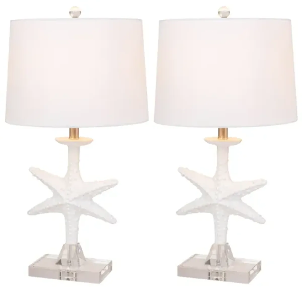 28" White Starfish Table Lamp (Set of 2)